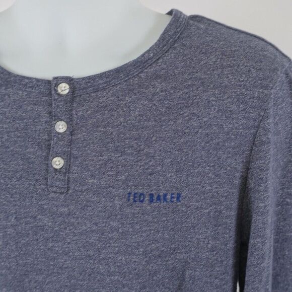 Ted Baker Henley Long Sleeve T-Shirt Gray Large London Dressed To Chill - Picture 2 of 9